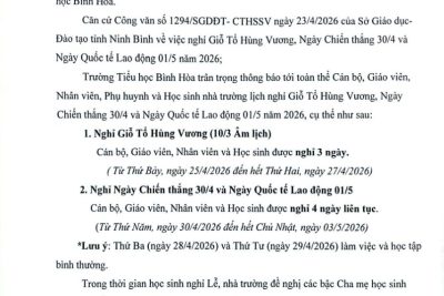 Thông báo Lịch nghỉ Lễ giỗ Tổ Hùng vương, Ngày chiến thắng 30/4 và Ngày Quốc tế Lao động 01/5